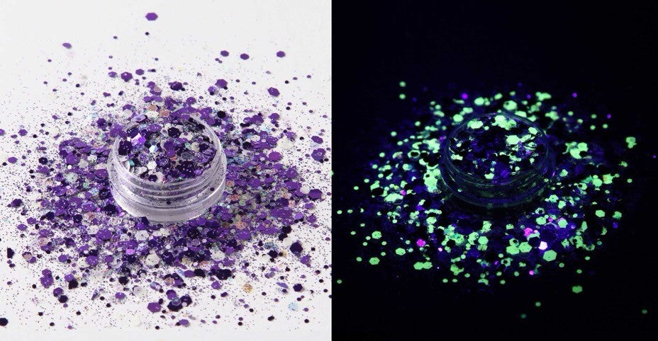 2oz Jars of Chunky Glow In The Dark Glitter