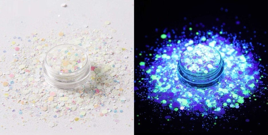 2oz Jars of Chunky Glow In The Dark Glitter